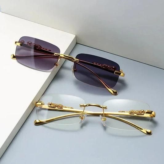 Lunettes de luxe style Cartier avec branches motif léopard